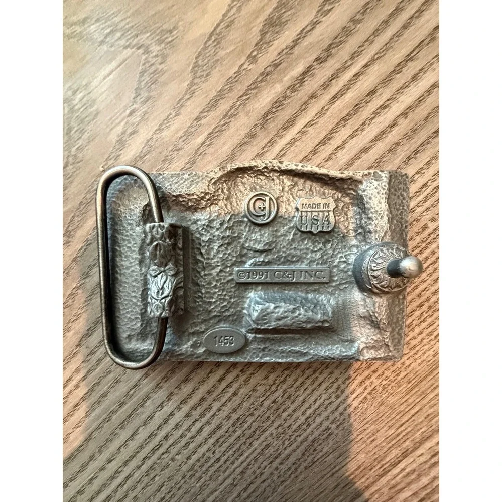 Vintage 1991 C&J Inc American Flag Belt Buckle Try And Burn This One USA NIB